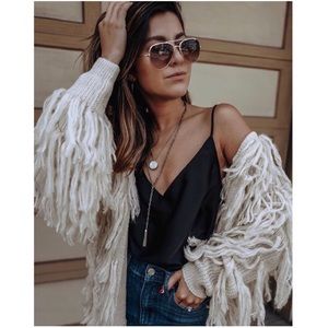 Vici Jackets & Coats - SHAGGY FRINGE JACKET - CREAM SIZE S/M Vici Jackets & Coats - SHAGGY FRINGE JACKET - CREAM SIZE S/M